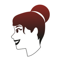 Young woman face cartoon red lines