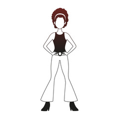 Disco woman cartoon red lines
