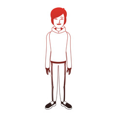 Woman with winter clothes cartoon red lines