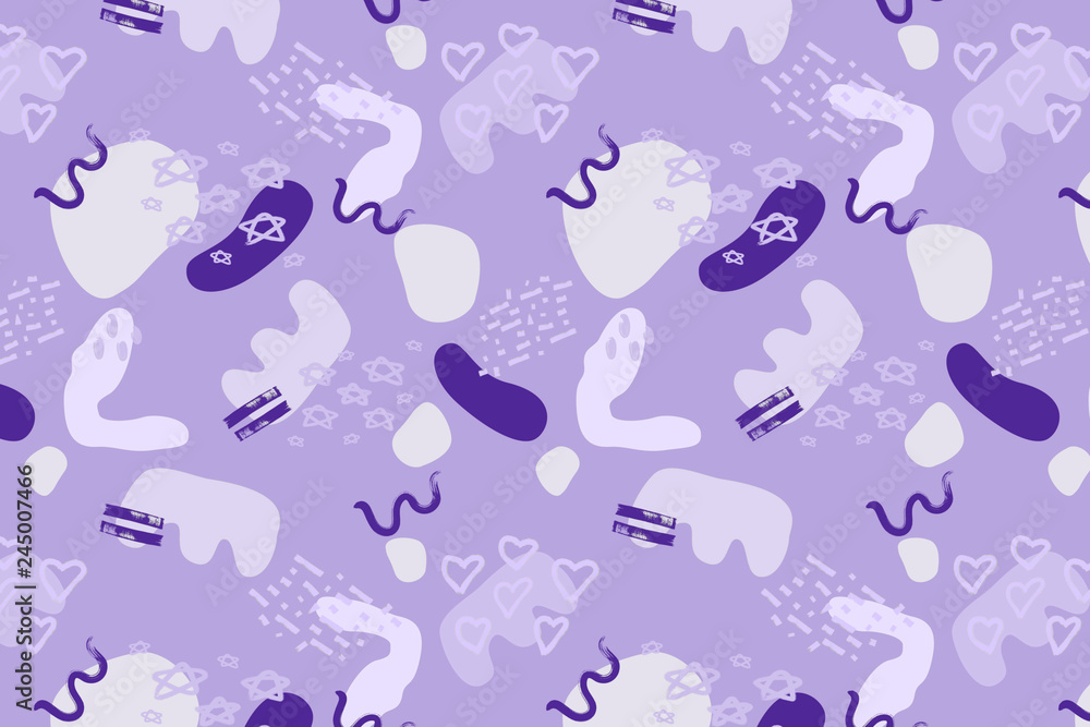 Poster violet stylish digital geometric background with different shapes.