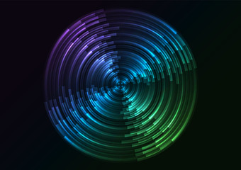 multicolor abstract circle background, digital overlap layer line, simple technology design template, vector illustration