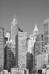 Fototapeta na wymiar Black and white picture of New York City modern skyline, USA.
