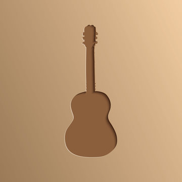 guitar cut out of paper - vector music background with gradient
