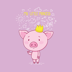 My little princess. Cute piggy in crown.