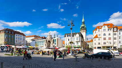 Zelný trh or Zelňák square with Parnas Fountain in the old town of Brno - Moravia, Czech Republic - obrazy, fototapety, plakaty