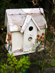 Schönes Vogelhaus neben einem Grab