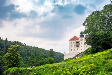 Summer landscape with Royal Castle in Pieskowa Scala, Krakow, Poland