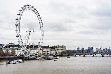 London Eye with office buildings