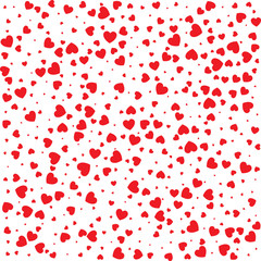 Vector Valentines day seamless pattern with red small grunge hearts isolated on white background.  Design backdrop for Wedding Invitation Card. Vector illustration EPS10
