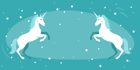 two unicorns, vector illustration. empty space for text