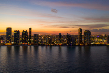 Beautiful sunset over a coastal city