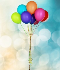 Bunch of colorful balloons on background