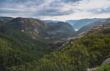 View over mountains and fjord