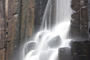 Waterfall and basaltic prisms in Mexican country