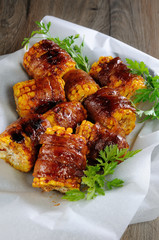 Grilled corn wrapped in bacon