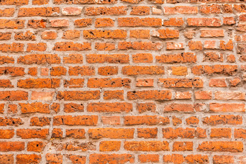 Old red brick wall background texture close up. bricked wall textured pattern for continuous replicate.