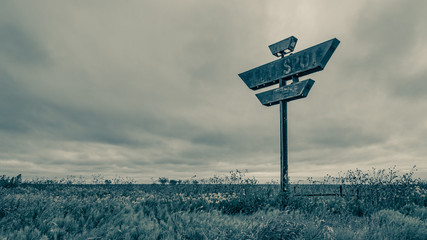 Vintage Roadsign on Rural Texas Road