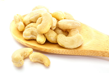 Cashew nuts on white background. Isolated nuts. Natural product.