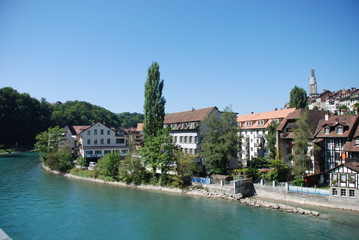 Fototapeta na wymiar The River Aare in the heart of Bern, Switzerland
