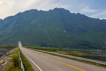 bridge over the fjord on Lofoten islands in Norway