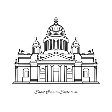 Saint Isaac's Cathedral of Saint Petersburg landmark, Russia. Vector illustration