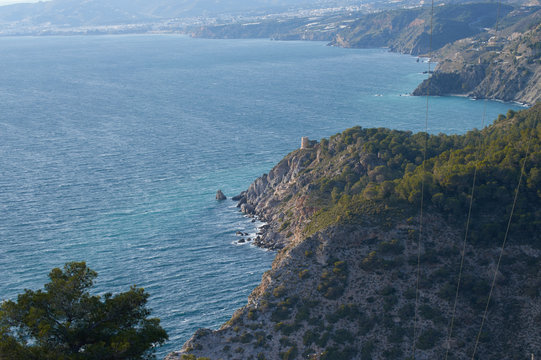 sunset walk through the mountain of the Cerro Fat looking at the sea