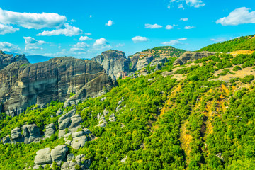 Monasteries of Varlaam, Roussanou and great meteor monastery at Meteora, Greece