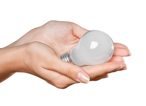 Hands Holding a Light Bulb