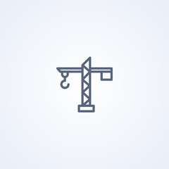 Tower crane, vector best gray line icon