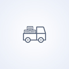 Truck delivery, vector best gray line icon