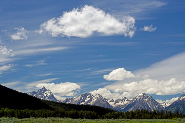 Skyscape of blue skies in Yellowstone National Park