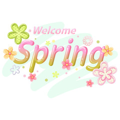 Fototapeta na wymiar Welcome spring font on white background vector