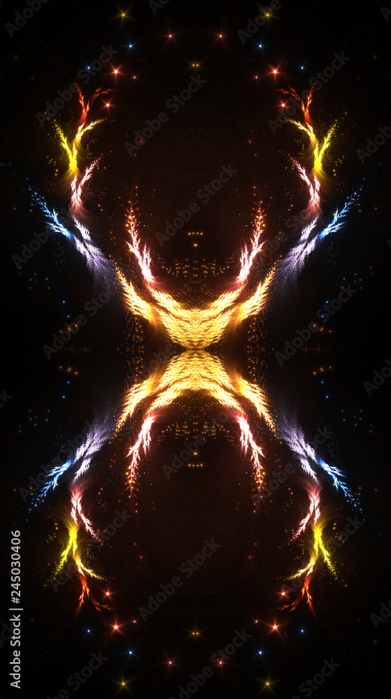 Poster artistic abstract multicolored modern fractals artwork as an x-mark