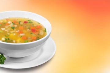Vegetable soup isolated on a white background