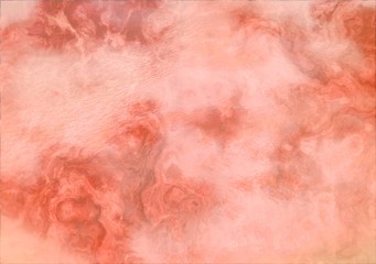 Red and white watercolor background with abstract cloudy sky concept with color splash design and fringe bleed stains and blobs