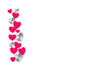 Rote und silber Herzrn auf weißem Hintergrund