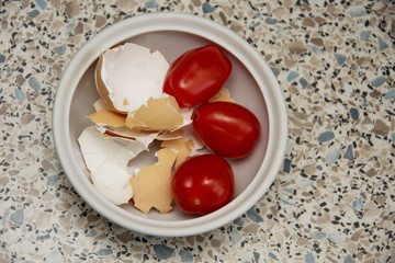 Eggs and small  tomatoes