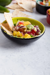 Mango avocado salsa with grapefruit and hot chili pepper