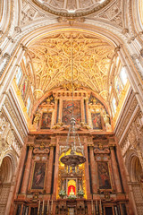 Obraz premium CORDOBA, SPAIN - 16 MAY, 2018: Decorated interior of the Great Mosque, Mezquita, Cathedral of Our Lady of the Assumption in Cordoba