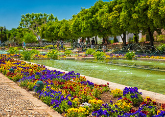 Fototapeta na wymiar Gardens at the Alcazar de los Reyes Cristianos in Cordoba