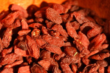 Wooden Spoon with Group of Goji berry