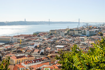 destination scenics lisbon city line viewed from castelo de s. jorge hill