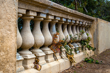 old historic balusters made of stone.