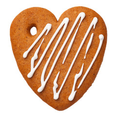 Gingerbread Heart Cookie Isolated on White Background