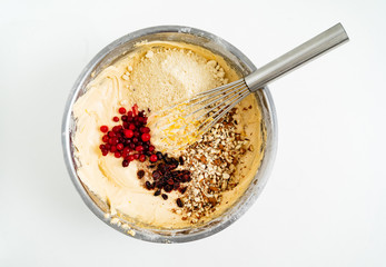 dough for Easter cake on the white background