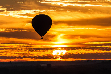 Balloon over Bagan during sunrise, Myanmar