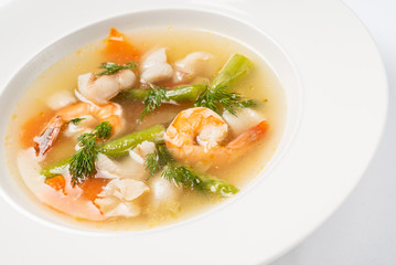 seafood soup isolated on the white background