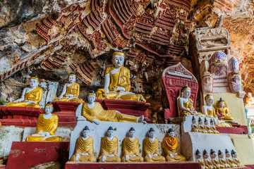 Buddha statues in Kawgun cave near Hpa An, Myanmar