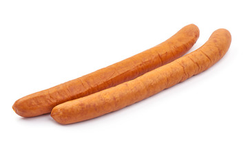 Turkey Smoked Sausage, close-up, isolated on a white background