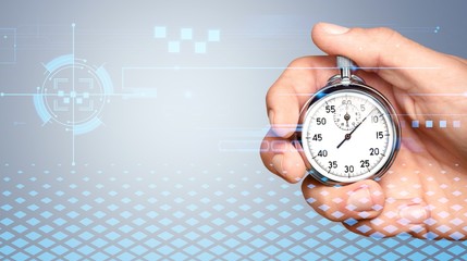 Close-up Stopwatch in Human Hand, Timer